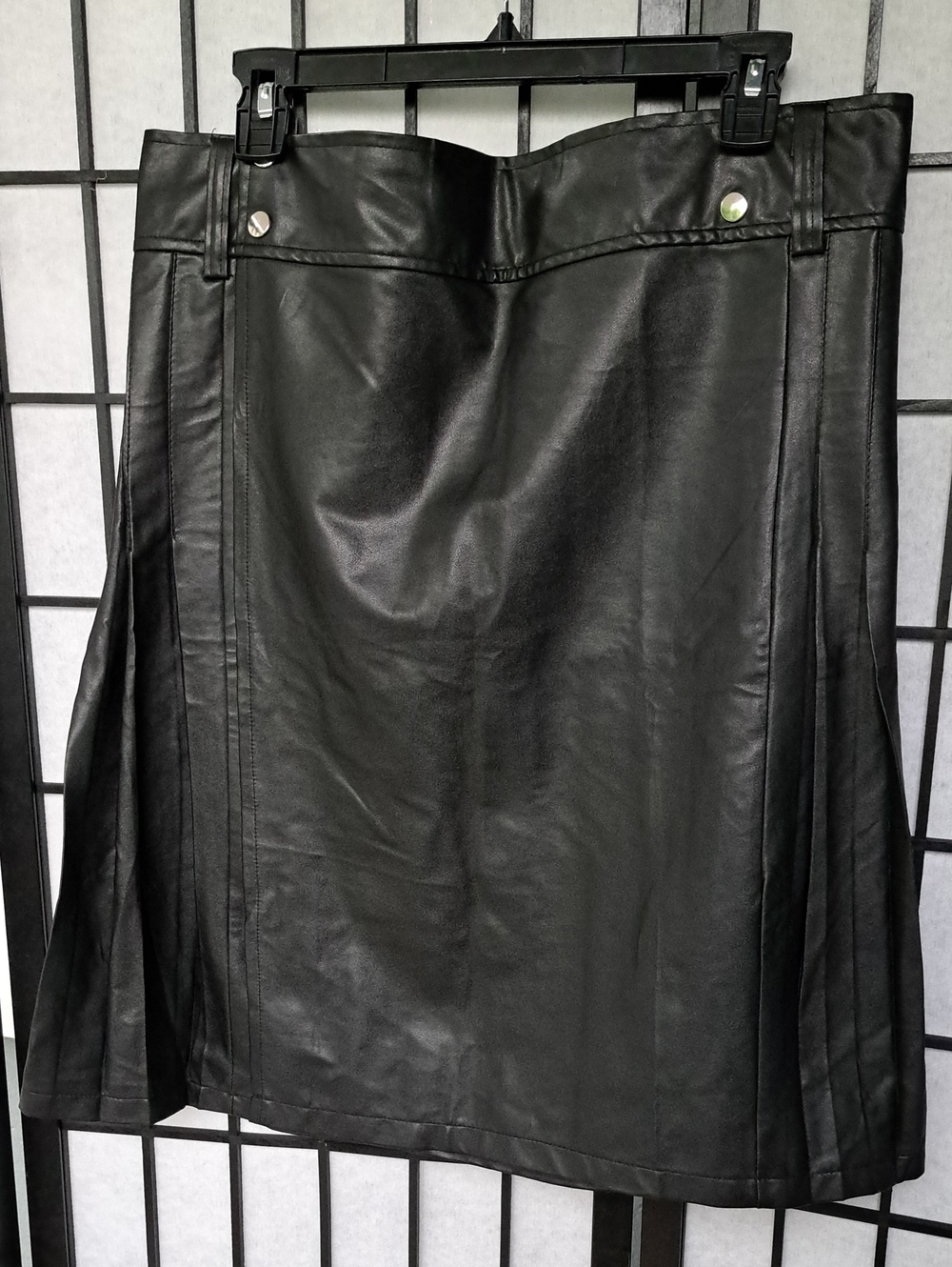 Black Faux Leather A-Line Skirt - Women